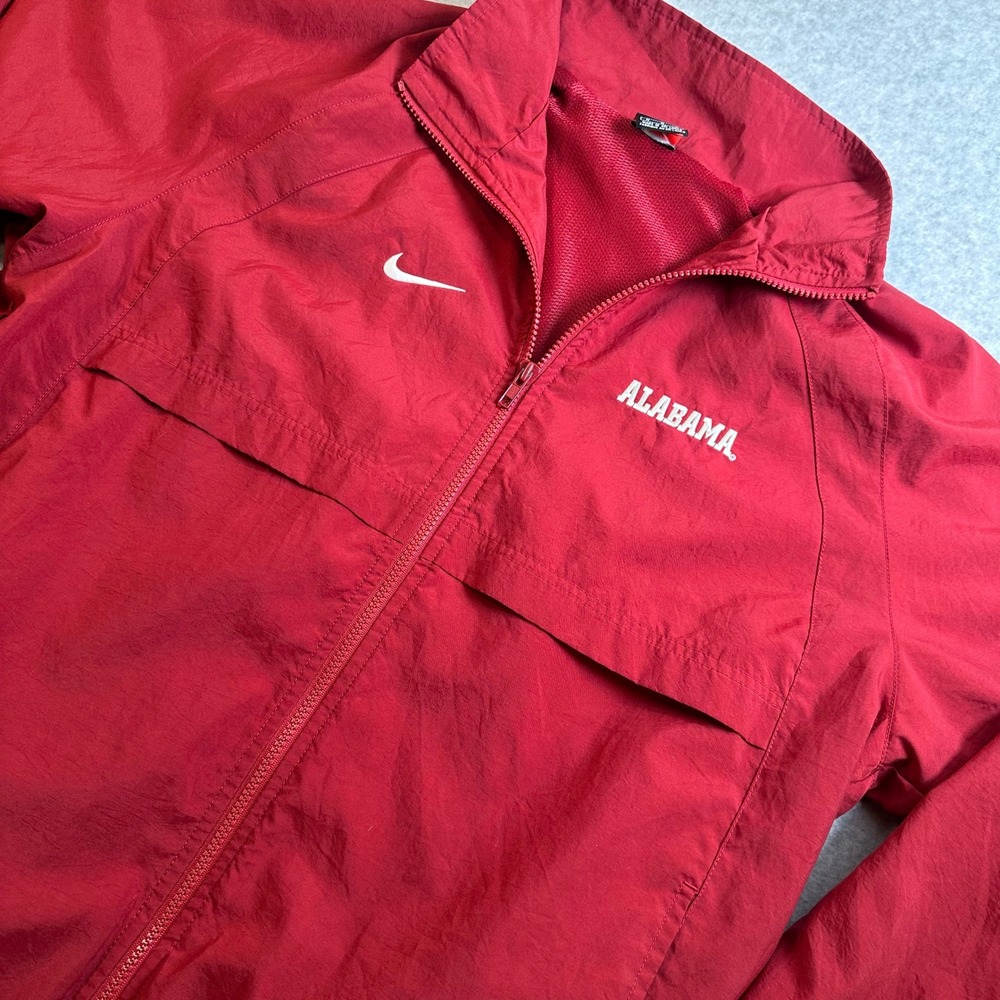 Nike Alabama Crimson Tide Mens Medium Full Zip Windbreaker Jacket Red Mesh Lined